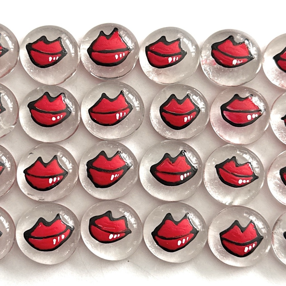 Red Lips Hand Painted Glass Gems Party Decor Favor